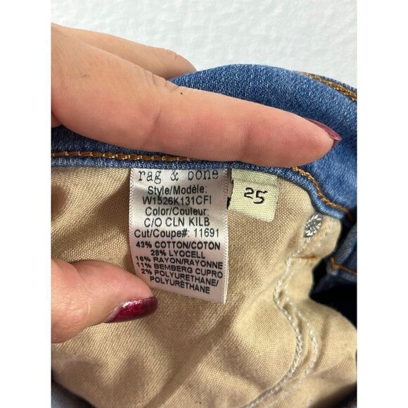 rag & bone Jeans the Capri Low Rise Light Wash Denim Raw Hem Women's Size 25 - Picture 10 of 13